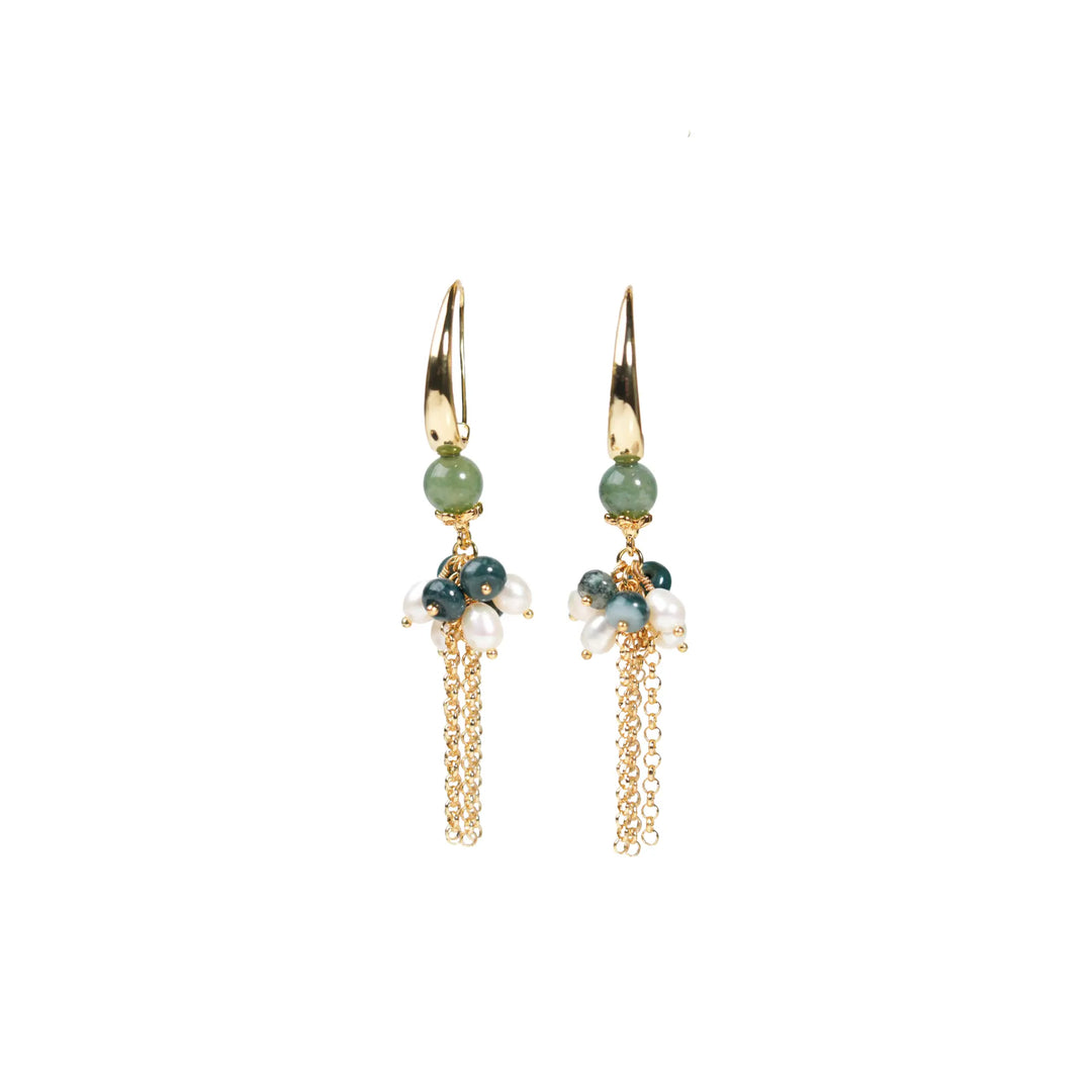 Melted Relic · Waterfall Agate Pearl Earrings
