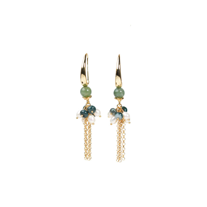 Melted Relic · Waterfall Agate Pearl Earrings