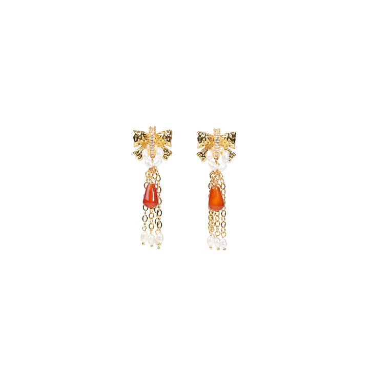 Melted Relic · Bow Agate Tassel Earrings