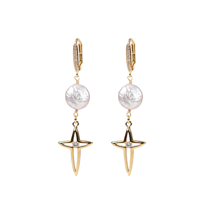 Melted Relic · Star Pearl Hoop Earrings