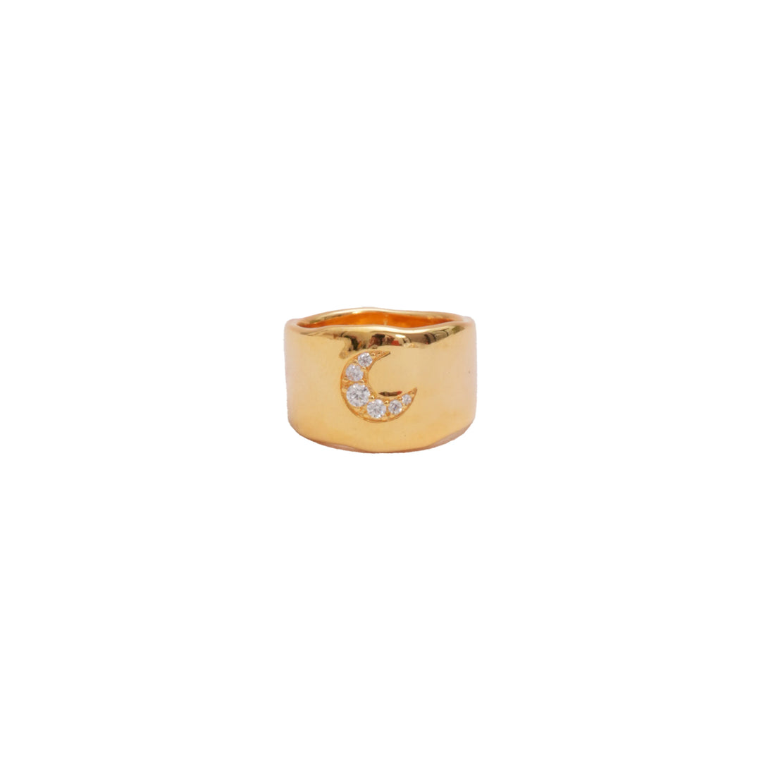Éternelle Simple · Moon Signet Wide Band Ring