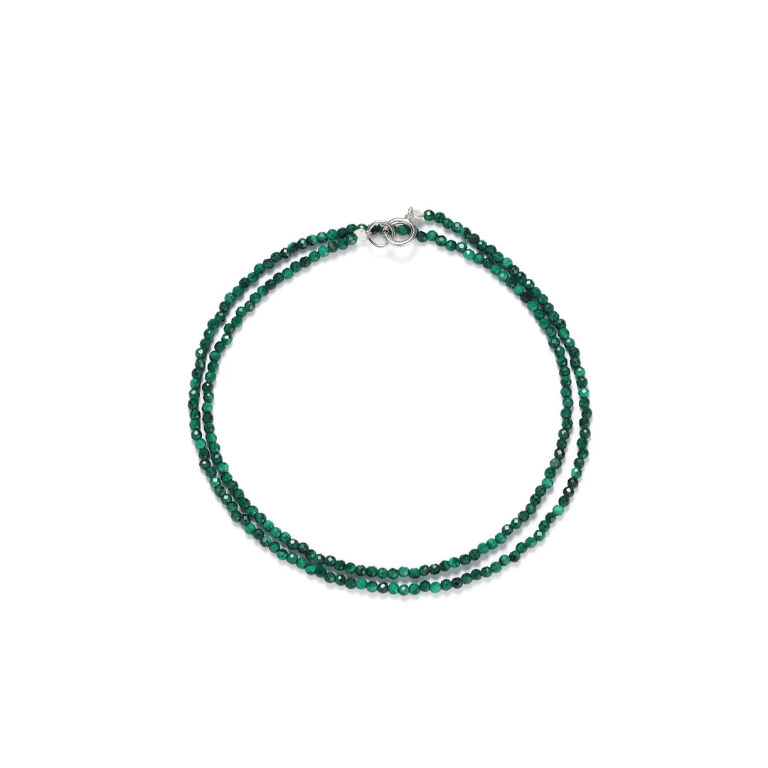 Oriental inspired emerald green gemstone bead necklace with deep forest green natural stones, elegant minimalist handmade jewelry design in 925 Sterling Silver - BE FRUITFUL