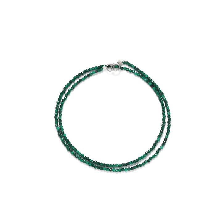 Oriental inspired emerald green gemstone bead necklace with deep forest green natural stones, elegant minimalist handmade jewelry design in 925 Sterling Silver - BE FRUITFUL