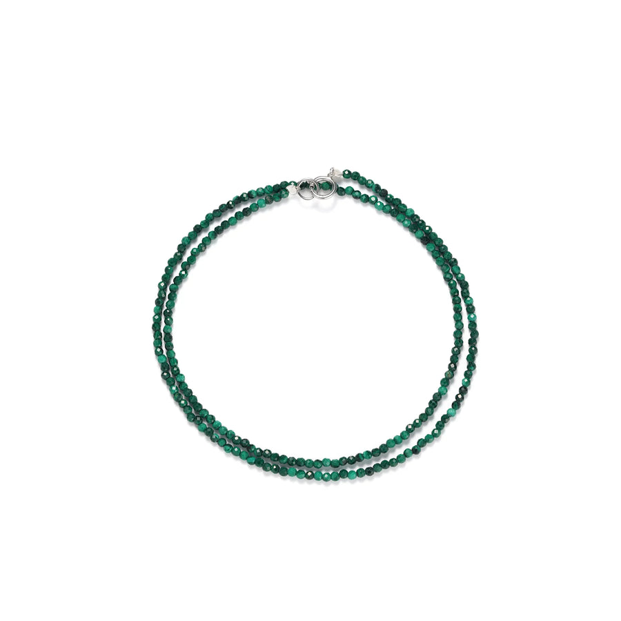 Oriental inspired emerald green gemstone bead necklace with deep forest green natural stones, elegant minimalist handmade jewelry design in 925 Sterling Silver - BE FRUITFUL