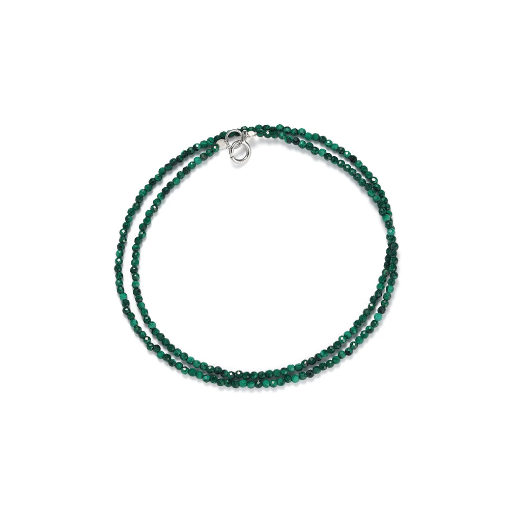 Oriental inspired emerald green gemstone bead necklace with deep forest green natural stones, elegant minimalist handmade jewelry design in 925 Sterling Silver - BE FRUITFUL