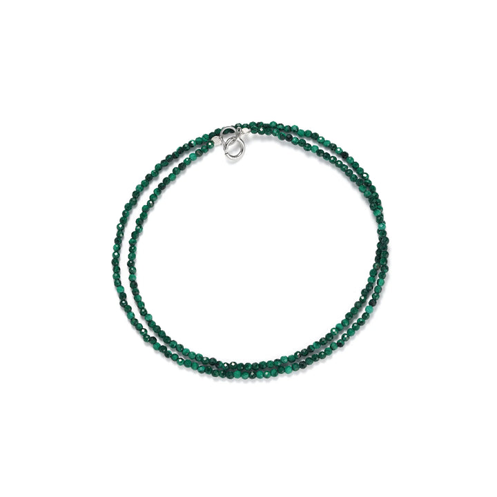 Oriental inspired emerald green gemstone bead necklace with deep forest green natural stones, elegant minimalist handmade jewelry design in 925 Sterling Silver - BE FRUITFUL
