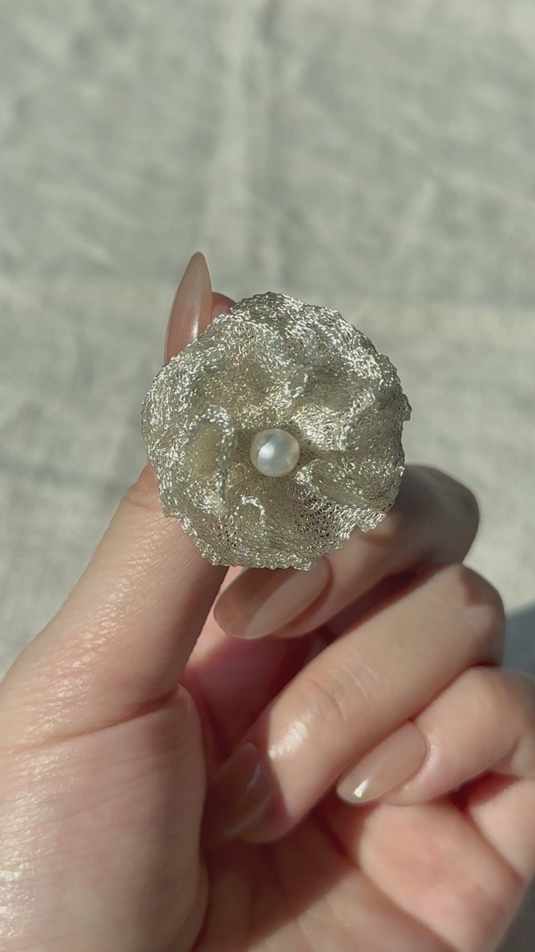 Camellia Flower Pearl Open Ring