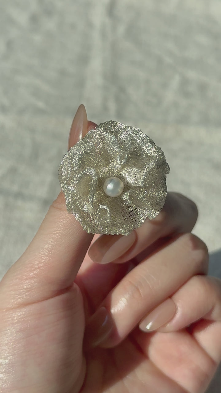 Camellia Flower Pearl Open Ring